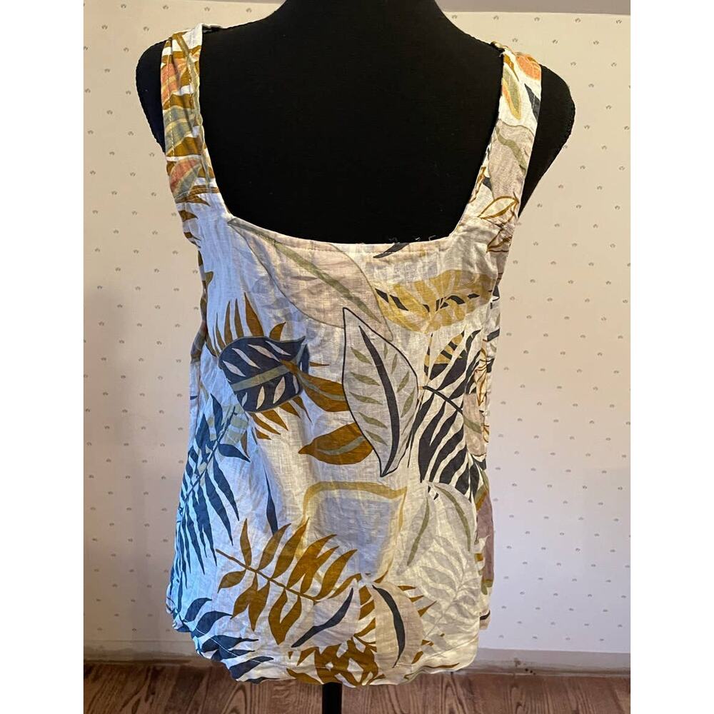 C&C CALIFORNIA Linen Sleeveless Top Shirt  Size Small Tropical Flowers - Picture 3 of 5